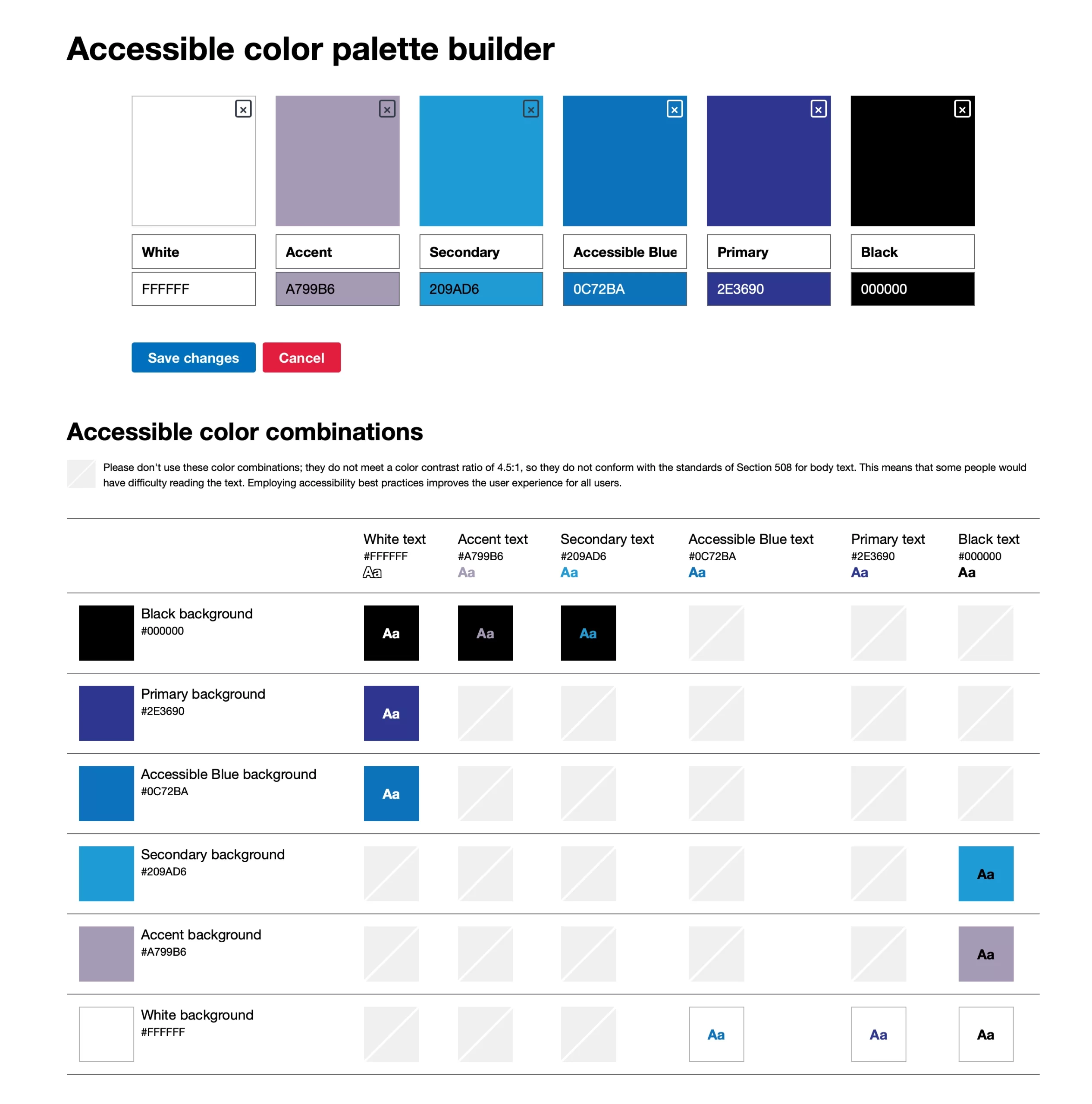 accessible color combinations