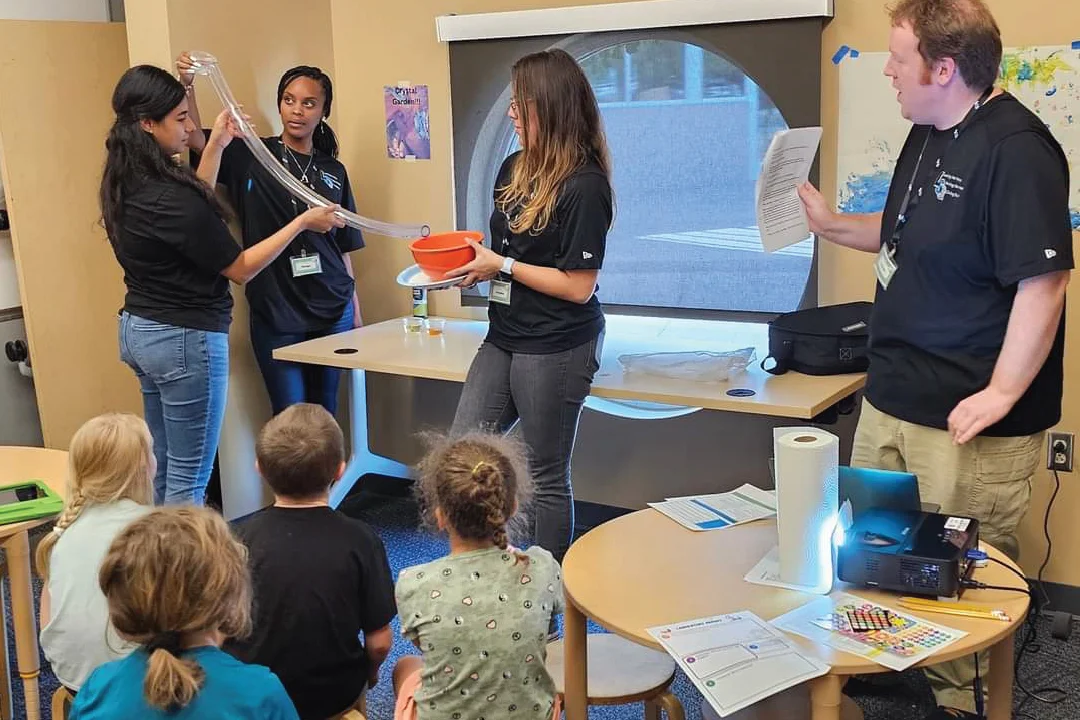 LSG team giving a demonstration for the camp group